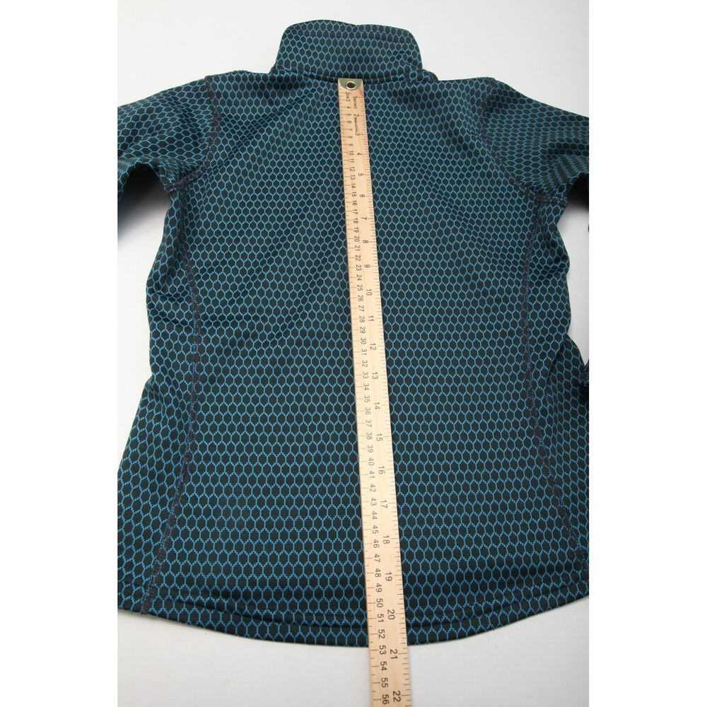 Kerrits Girls' L Activewear Top Quarter Zip Long Sleeve Teal Black Hexagon - Picture 10 of 12